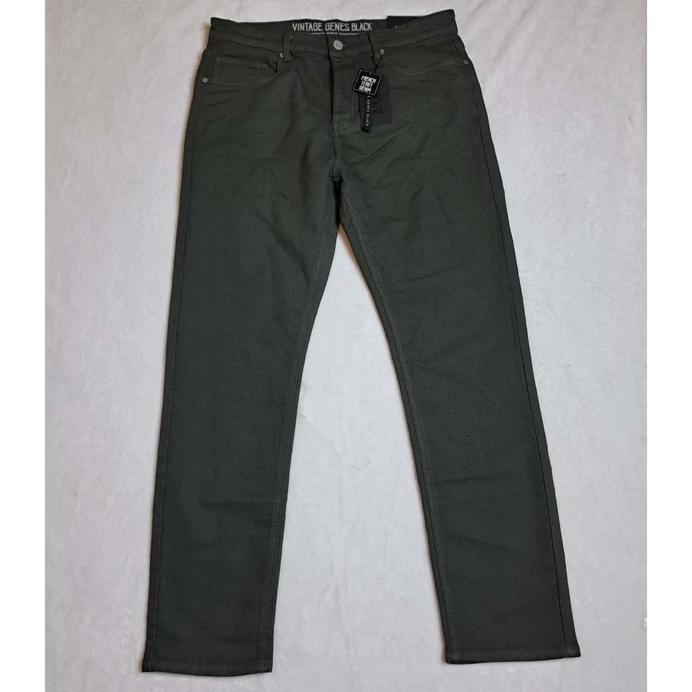 VGB Vintage Genes Black Men's Stretch Green Jeans Size 34X30 New